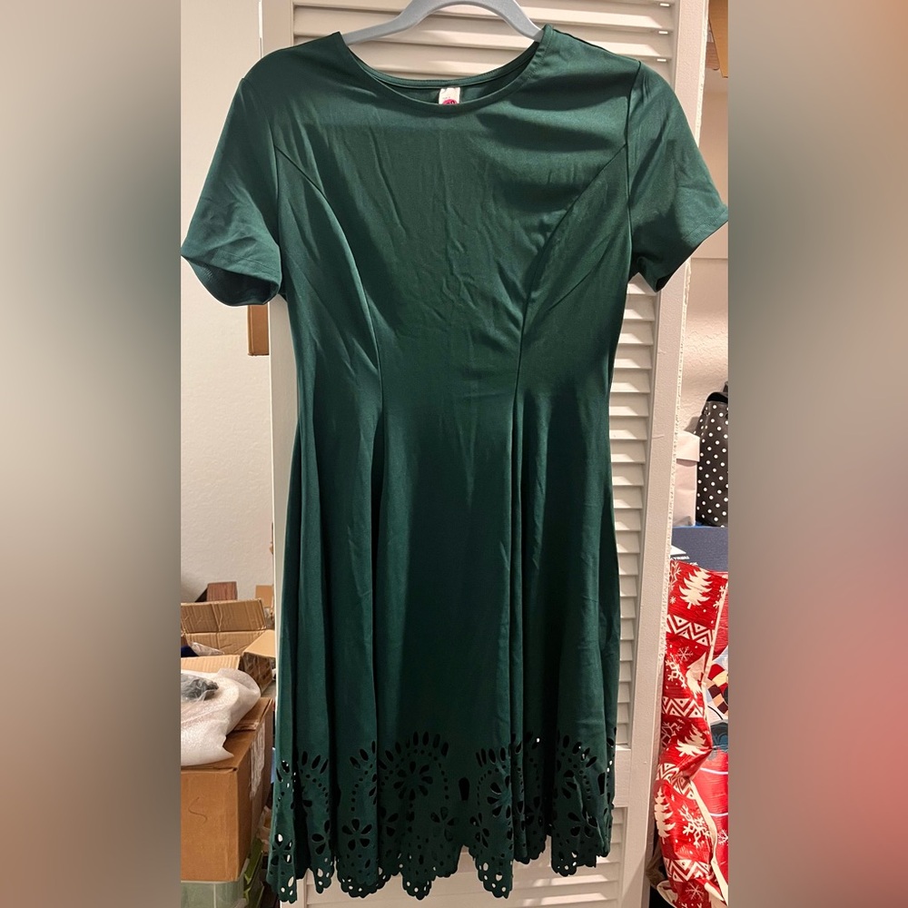 Elegant Green Short Sleeve Dress